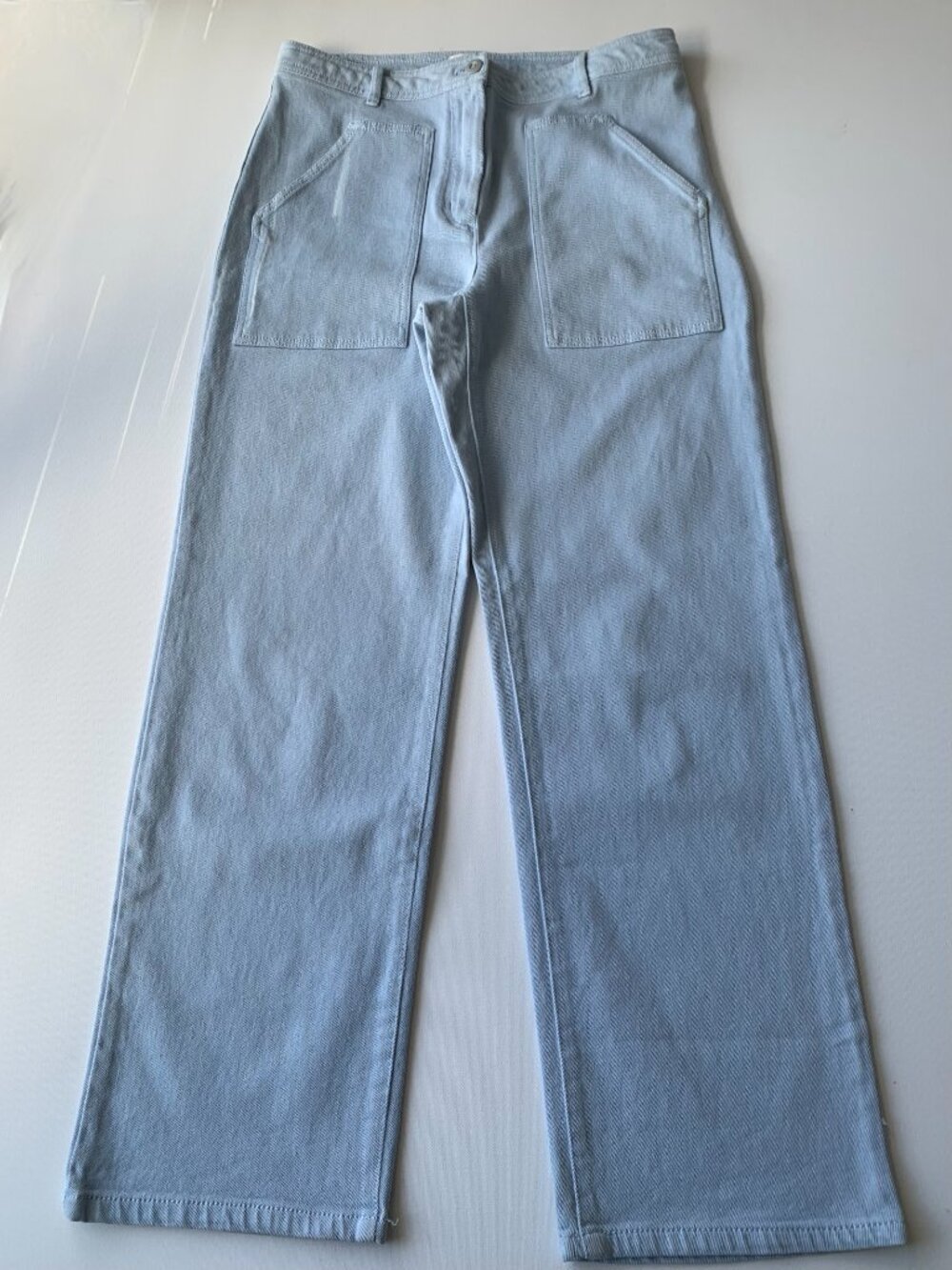 Wilfred Modern Utility Pant Light Blue Mid-rise Straight Leg size 8 - Picture 3 of 12